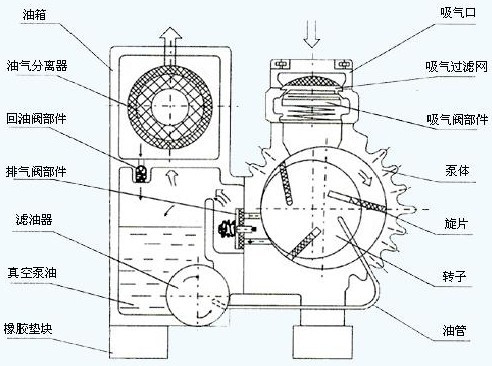 XD型旋片式真空泵的工作原理