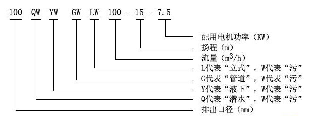 GW管道式排污泵型号意义